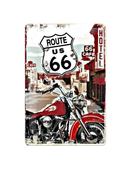 Placa decorativa de metal Route 66.