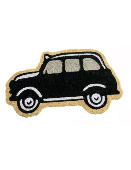 Felpudo de coco con forma de taxi londinense negro estilo black cab.