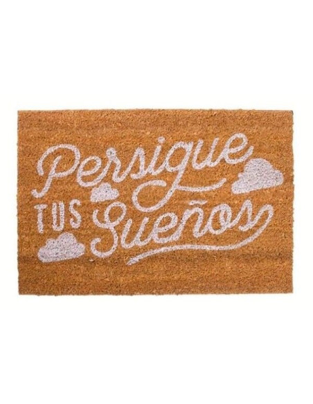 Felpudo de fibra de coco con la frase Persigue tus sueños.