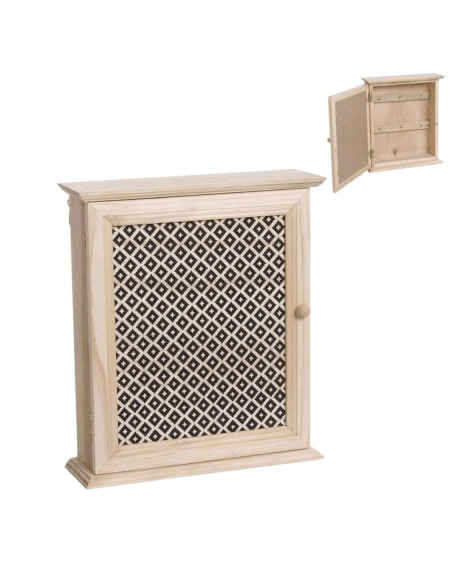 Caja guardallaves de madera Boho con 6 colgadores
