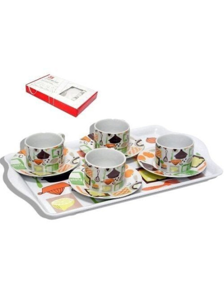 Juego de café med. 4 servicios con bandeja