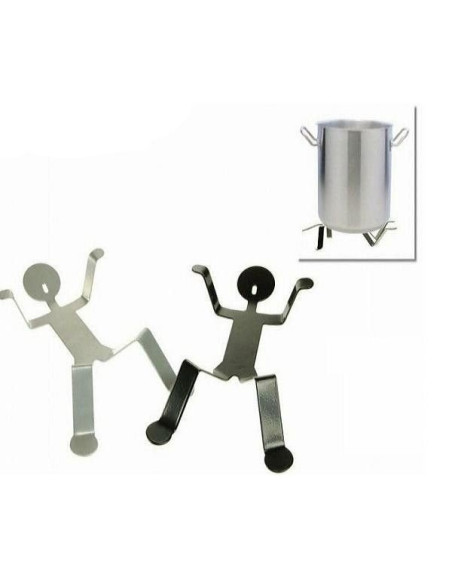 Salvamanteles Hotman de metal con figura humana sosteniendo un recipiente.