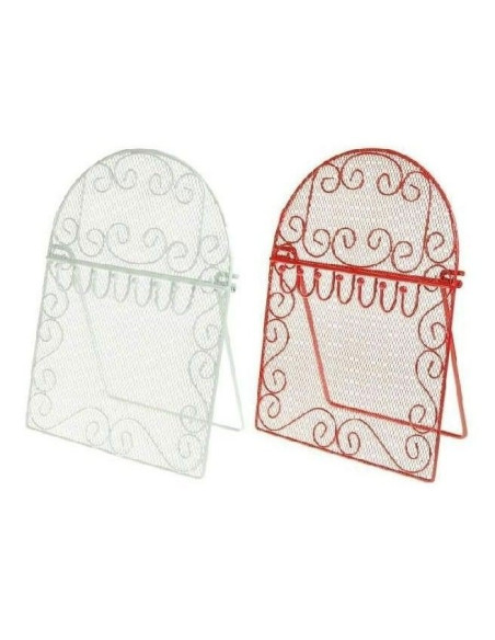 Colgador joyero de metal tipo ventana disponible en color rojo y blanco.