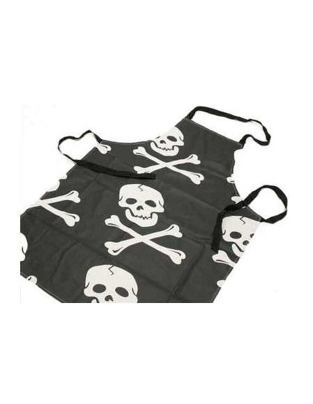 Delantal de pvc en color negro y blanco Pirata.