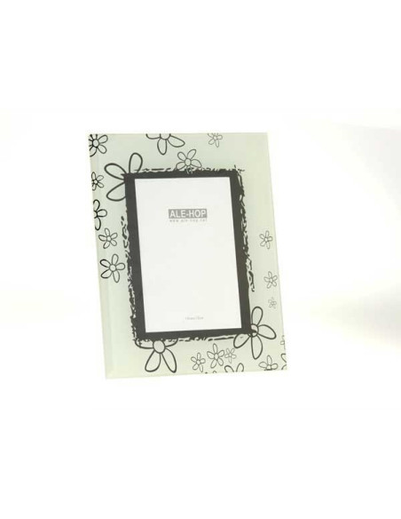 Portafotos de cristal transparente con diseño floral para foto de 10 x 15 cm.