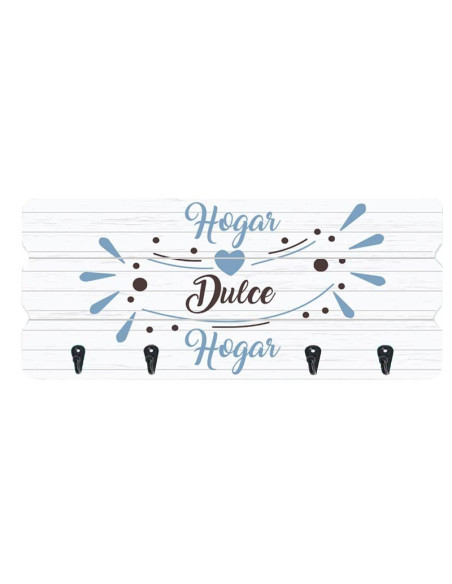 Cuelgallaves blanco Hogar dulce hogar con 4 colgadores