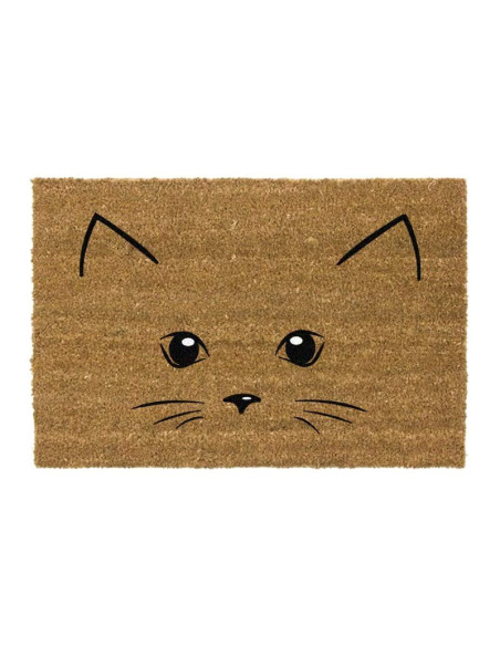 Felpudo original con cara de gato de fibra de coco