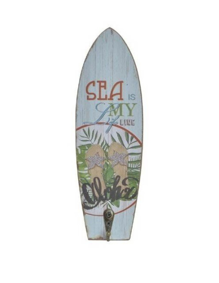 Cuelgallaves de madera con forma de tabla de surf