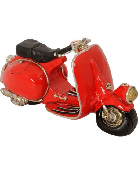 Hucha con forma de moto en color rojo.