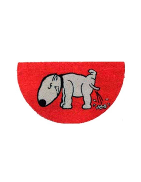 Felpudo rojo de 70 x 40 cm con diseño divertido de un perro.