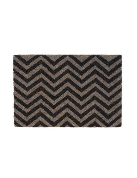 Felpudo rectangular con diseño Zig Zag en tonos negros y grises.