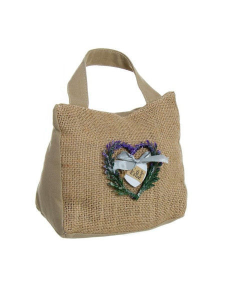 Sujetapuertas de yute con asa superior y diseño decorativo de lavanda.