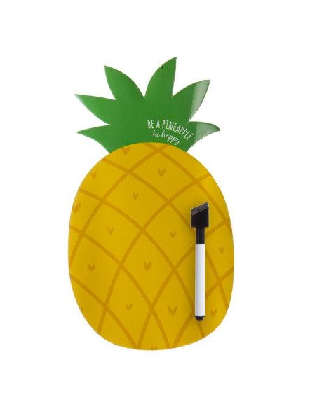 Decorativa pizarra magnética con forma de piña.