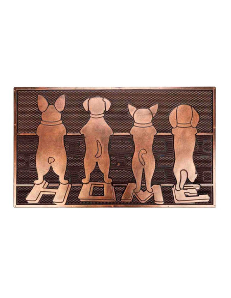 Felpudo de goma con diseño de varios perros visto desde atrás y estilo Home.