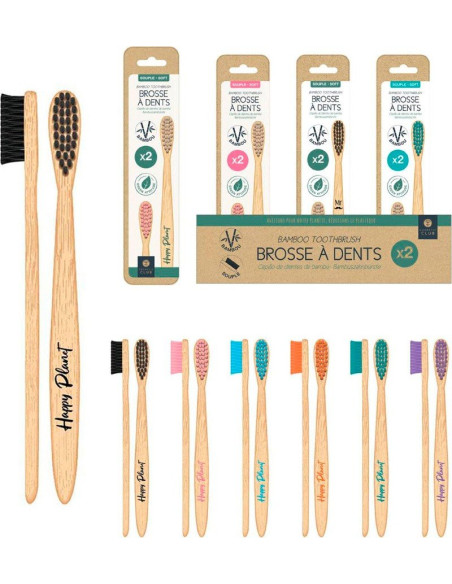 Set de 2 cepillos de dientes de bambú.
