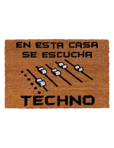 Felpudo original En esta casa se escucha techno de fibra de coco