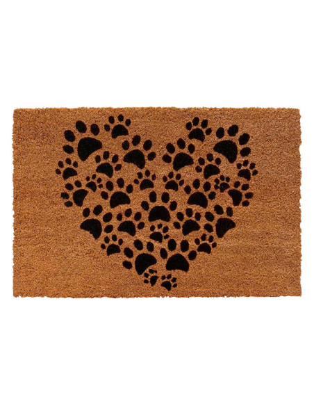 Origina felpudo con un corazón formado de huellas.
