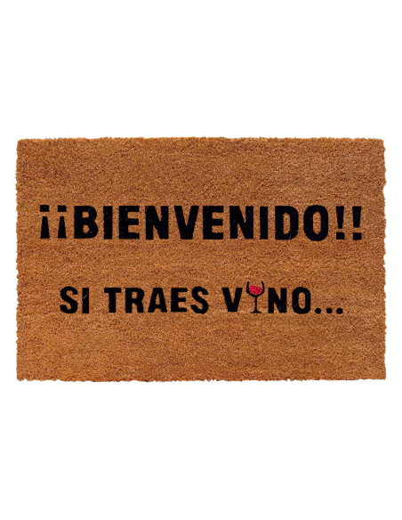 Felpudo Bienvenido si traes vino