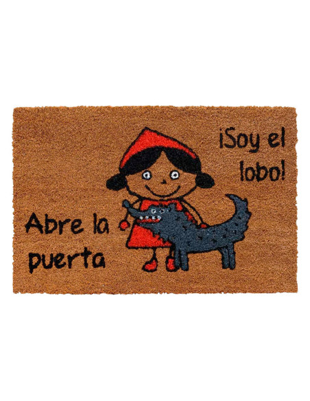 Felpudo Abre La Puerta Lobo con Caperucita y el Lobo.