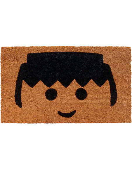 Felpudo de fibra de coco natural con diseño inspirado en un click de Playmobil.