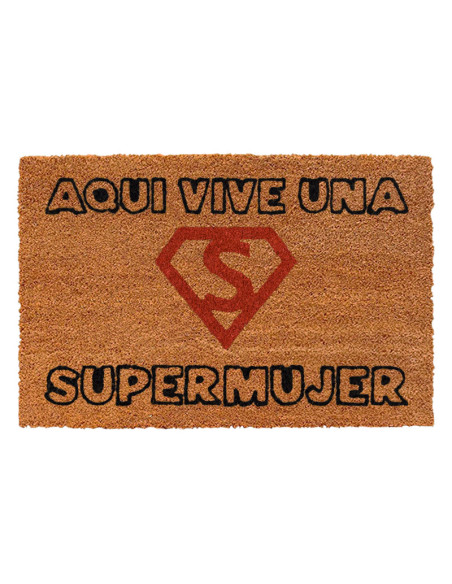 Divertido felpudo Aquí Vive Una Supermujer.