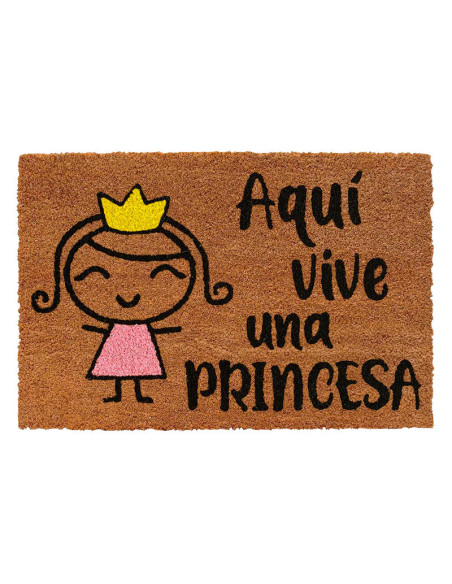 Felpudo con la frase Aquí vive una princesa.