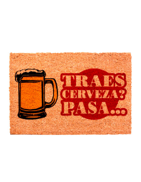 Divertido felpudo: ¿Traes cerveza? Pasa...  rojo