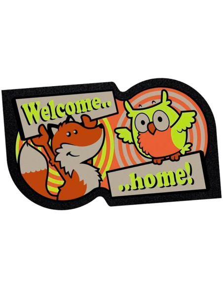 Felpudo Zorro y Búho Welcome home