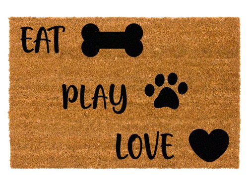Felpudo Perros Eat Play Love