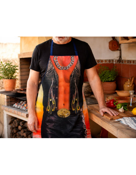 Delantal divertido usado en cocina o barbacoa