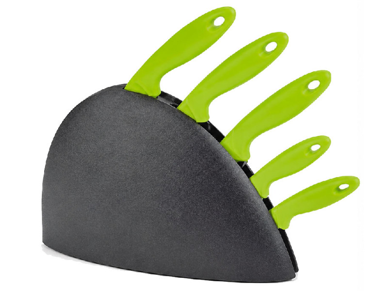 Set de 5 cuchillos verdes con soporte