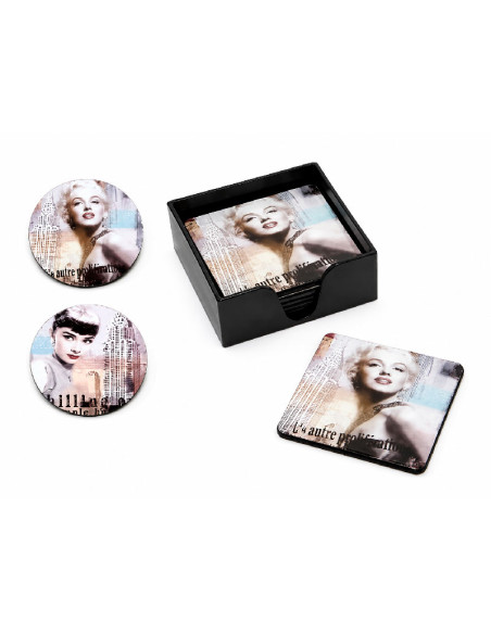 Set de 6 posavasos cine clásico con caja