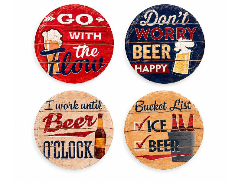 Set de 4 posavasos cerveza vintage