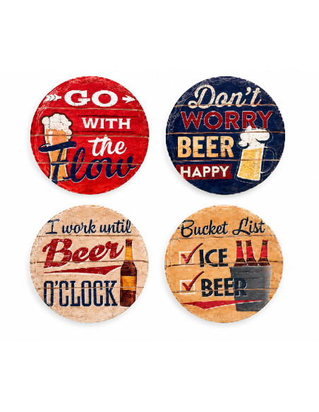 Set de 4 posavasos cerveza vintage