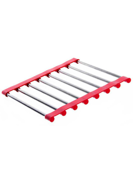 Salvamantel flexible rojo y plateado