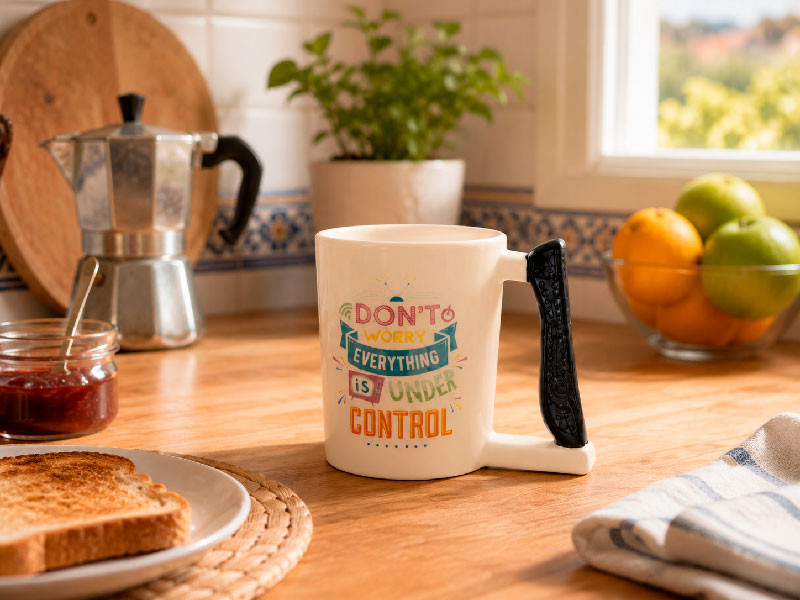 Taza original para ver series en el sofá