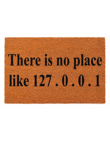 Felpudo geek de fibra de coco con texto There is no place like 127.0.0.1