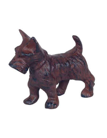 Sujetapuertas rustico de hierro colado con forma de perro terrier