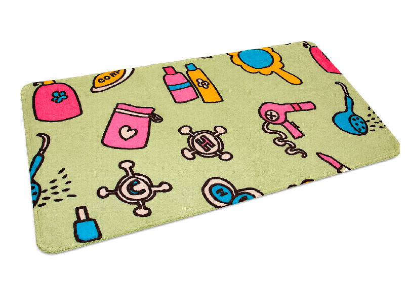 Alfombra antideslizante para interior de banera de PVC con dibujos coloridos de chanclas y gafas de sol