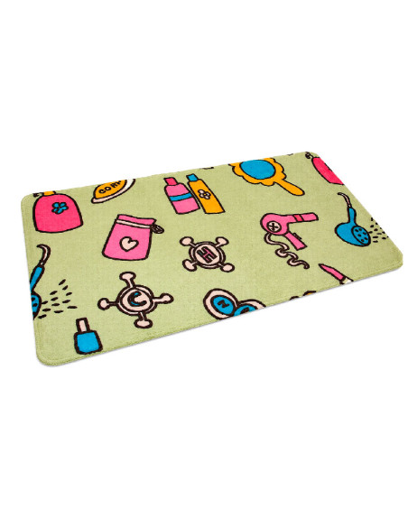 Alfombra antideslizante para interior de banera de PVC con dibujos coloridos de chanclas y gafas de sol