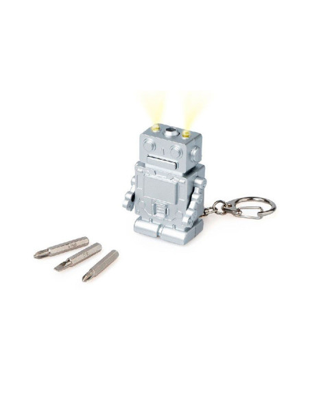 Original llavero multifunción luz con forma de robot.