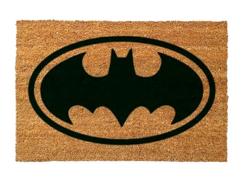 Felpudo de fibra de coco natural de 60x40 cm con el clasico logo de Batman