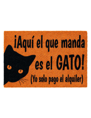 Felpudo "Aquí el que manda es el gato, yo solo pago el alquiler"