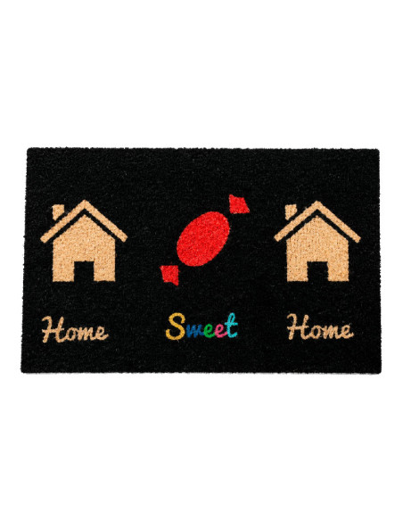 Felpudo "Home Sweet Home" con dos casitas y un caramelo.