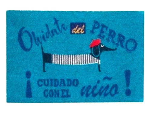 Felpudo cuidado con el niño azul