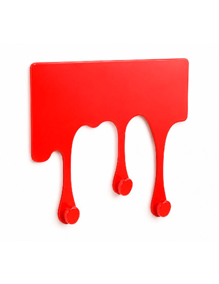 Colgador adhesivo Gotas rojo con 3 ganchos