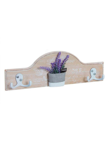 Perchero cuelgallaves de madera con diseño de lavanda y varios ganchos para llaves.