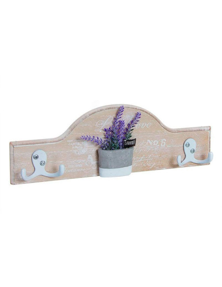 Perchero cuelgallaves de madera con diseño de lavanda y varios ganchos para llaves.