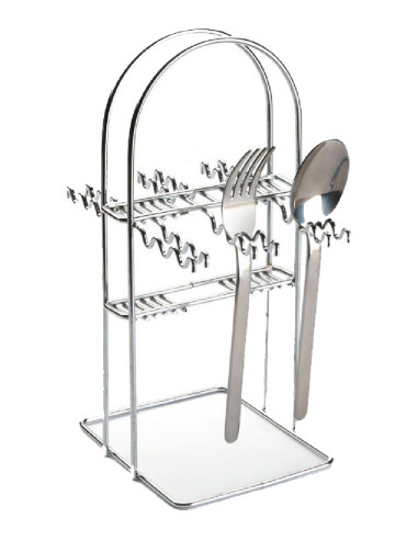 Soporte de cubiertos de metal.