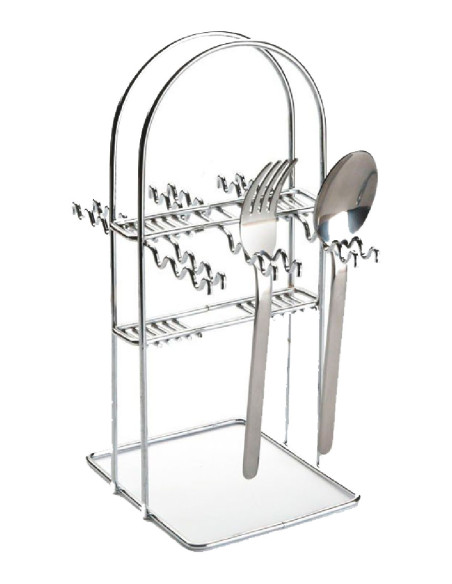 Soporte de cubiertos de metal.